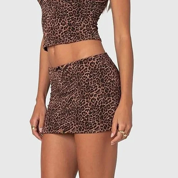 Edikted Edin Leopard Print Mesh Mini Skirt - Picture 2 of 2